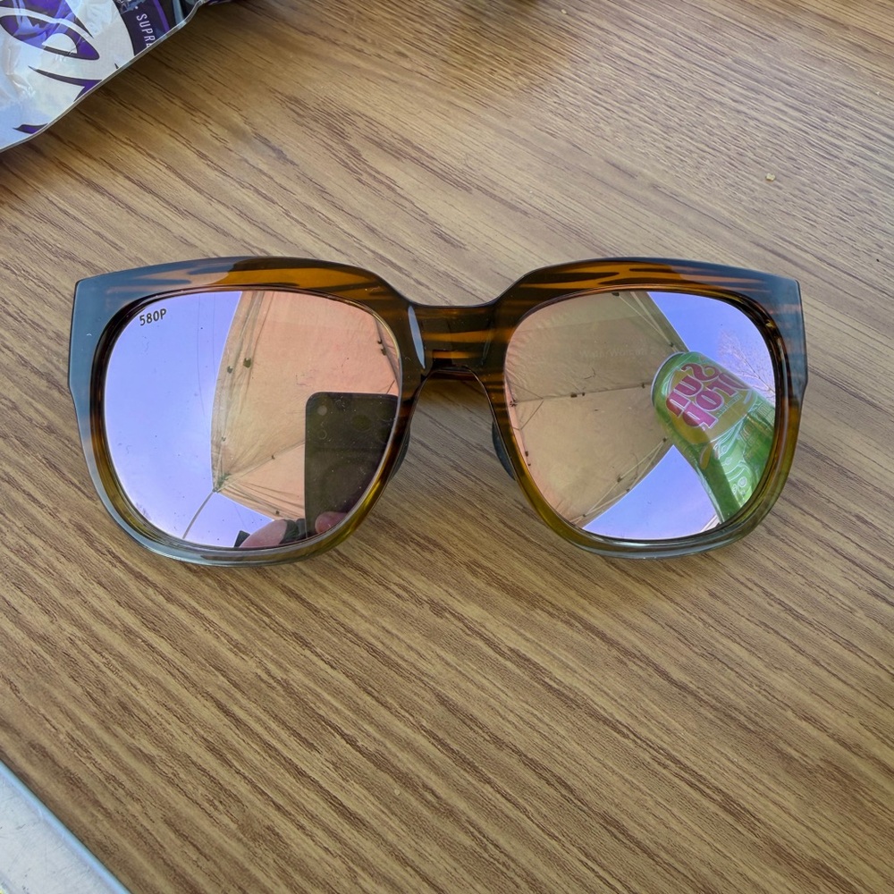 Costa Tortoise Frame Sunglasses with Pink-Reflective Lenses